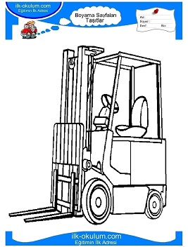 Çocuklar İçin Forklift Boyama Sayfaları 